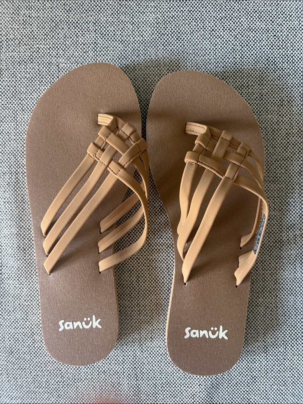 Sanuk Tan Woven Multi‑Strap Women's Sandals